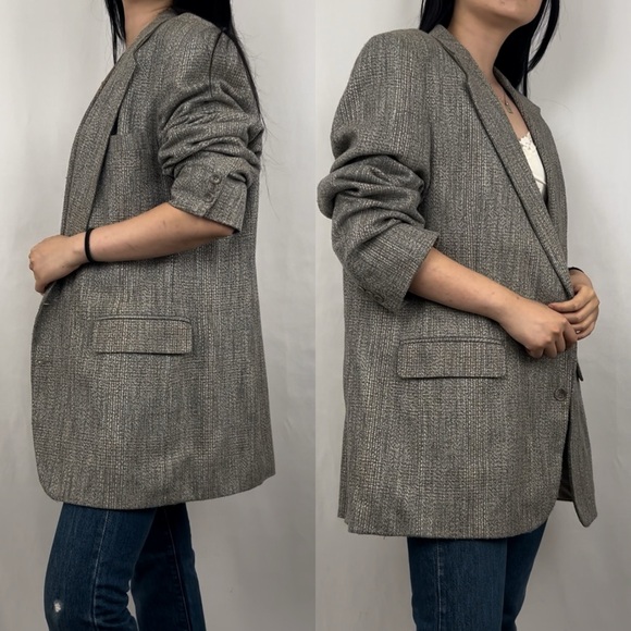 Vintage Haggar Grey Tweed Oversized Boyfriend Blazer - Picture 3 of 8